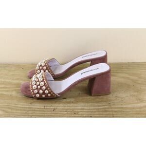 Jeffrey Campbell Sandals 9 Pink Suede Pearl Studs Open Toe Slip On